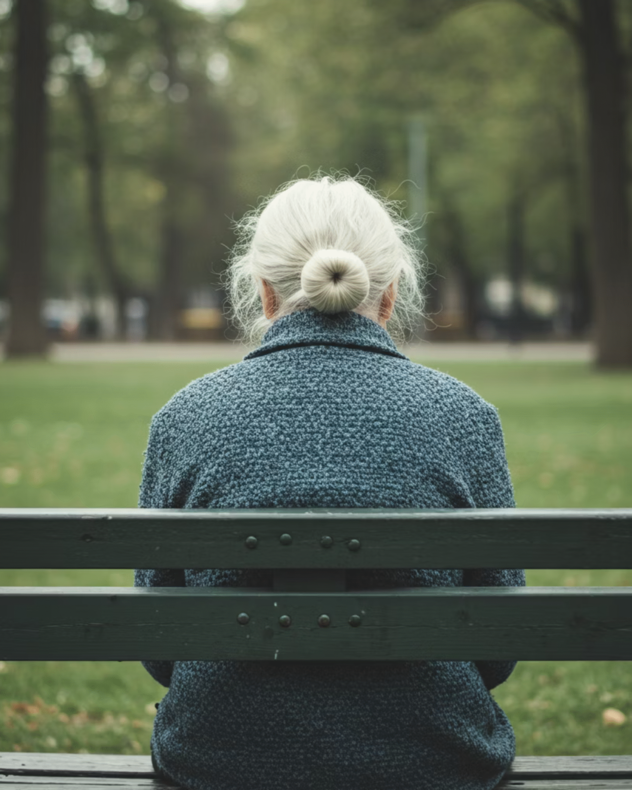 Elderly woman sitting on bench, reflecting Vera House's elder abuse support services
